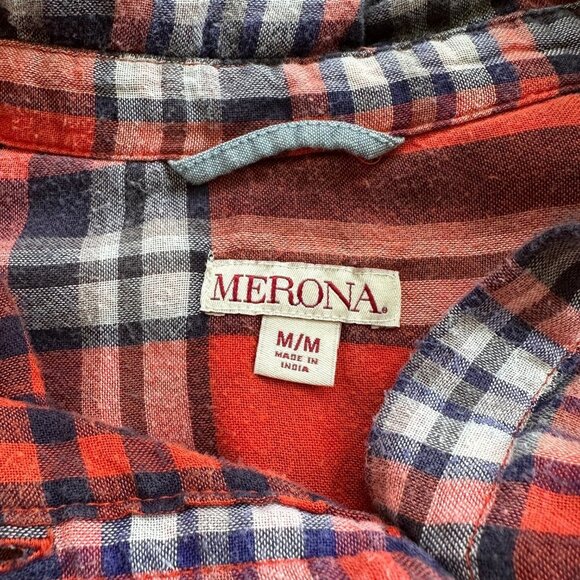 Merona Plaid Long Sleeve Button Down Shirt Medium - Picture 4 of 5